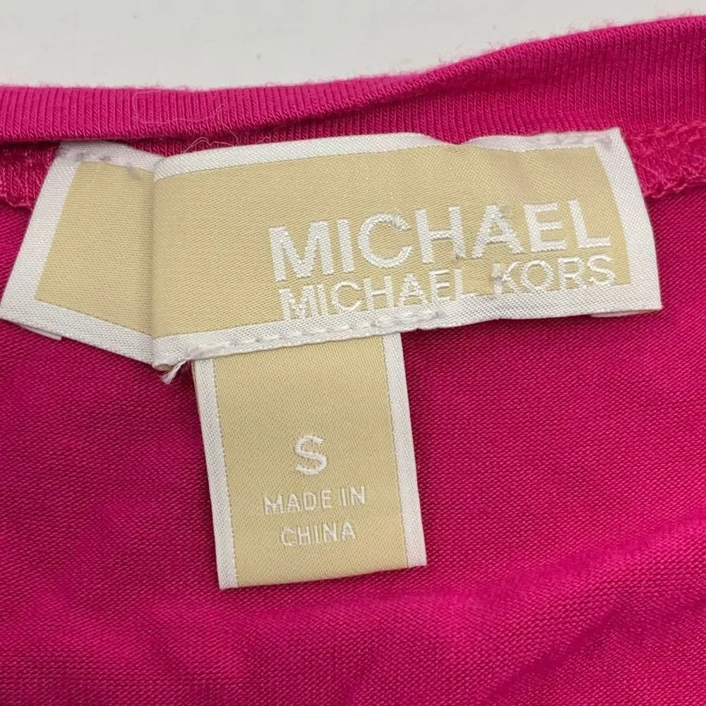 Michael Kors Women's Sleeveless Fuchsia‎ Pink Layered Tiered Tank Top Size S
